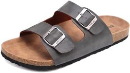 ONCAI Mens Sandals,Beach Arch Support Slides Cork Footbed Slippers with Adjustable Buckle Straps Dark Grey Size 11.5