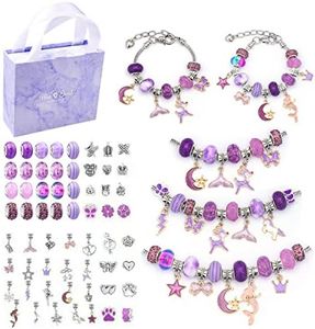 63 Pieces DIY Charm Bracelet Making Kit, Teen Girl Gifts Jewelry Making Kit with Beads,Pendant Charms, DIY Arts