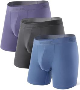 Separatec Mens Underwear with Pouch Premium Soft Micro Modal Boxer Briefs Comfortable Dual Pouch Underwear for Men 3 Pack(XXL,Dark Gray/Pale Lavender/Pale Blue)