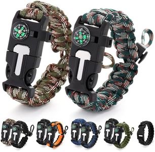 2Pack Survival Paracord Bracelet – 5-in-1 Adjustable Tactical Bracelet for Men with 10 ft Paracord, Flint Fire Starter, Compass, Whistle & Scraper – Survival Gear for Camping, Hiking, Fishing & Travel
