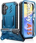 FNTCASE for Samsung Galaxy A15 Case: Military Grade Drop Proof Protection Mobile Phone Cover with Kickstand | Rugged Shockproof TPU Matte Textured Sturdy Phone Bumper (Blue)