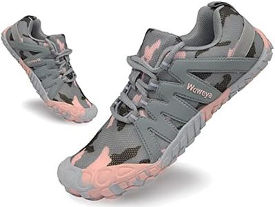 Weweya Barefoot Shoes for Women Minimalist Running Cross Training Shoe, Pink Camo, 10.5