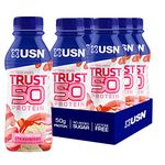 USN Trust 50 Pre-mixed & Ready to Drink Protein Shake Bottles: 6 x 500 ml Strawberry High Protein Recovery Drinks