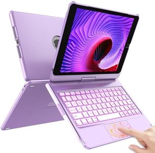 HOTLIFE iPad Keyboard Case for 10.2 9th/8th/7th Gen,Touch 9th Generation/8th Gen/7th Gen-360° Rotatable Protective Cover-iPad Gen with Pencil Holder-iPad 9 Keyboard, A-Purple Touch