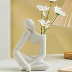 Disoza Ceramic Thinker Vase for Home Decor White Modern Body Shaped Vase for Flowers Pampas 7.9" H x 5.5" W Book Flower Vases for Living Room Decorations Tulip Vases for Table Office Decor