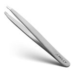 By MILLY Slanted Tweezers - High Carbon Stainless Steel - Hand-Filed and Perfectly Aligned Precision Slant Tips - Silver