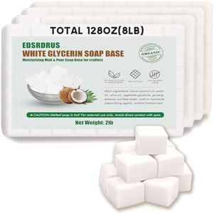 EDSRDRUS 8LB White Glycerin Soap Base DIY Handmade Soap Moisturizing Melt and Pour Soap Base for Crafting, Vegetable Glycerin & Coconut Oil, Easy to Cut, Unscented 4pack, 128oz(8LB)