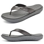 jiajiale Womens Fashion Orthotic Flip Flops Ladies Lightweight Comfortable Thick Cushion Support Yoga Mat Thong Sandals With Plantar Fasciitis Slip On Outdoor for Summer Grey UK7