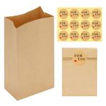 joycraft 100Pcs Brown Paper Bags, 2Lbs Capacity Small Kraft Paper Lunch Bags, Paper Grocery Bags Bulk with 108Pcs Stickers, Storage Bags for Party Favor, Snacks, Crafts, Lunch(3.5" x 2.4" x 7"）