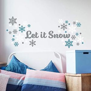 Paper Riot Co. "Let It Snow" Snowflakes Christmas Holiday Wall Stickers Removable Adhesive for Classroom Kids Room Nursery Bedroom Home Decor 115 count Decals