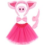 Bofeiya Pig Costume Set Animal Fancy Costume Pig Ear Headband Nose Tail Bow Tie Tutu Skirt For Kids Pig Costume Kids Halloween Birthday Party Fancy Dress Up Costume Accessories