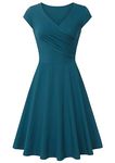 YMING Women Floral Print Midi Dress midi Dress Cocktail Ball Gown Elegant Retro Vintage midi Dress Turquoise XL