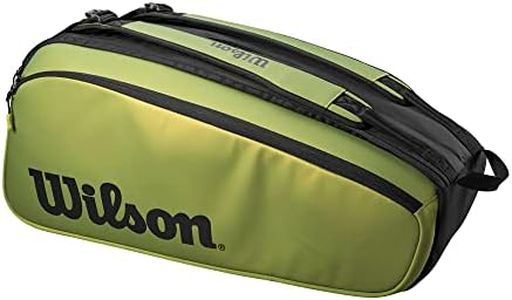 WILSON Blade V8 Super Tour Tennis Racket Bag - Green/Black, Holds up to 9 Rackets