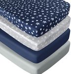 Crib Sheets for Boys 4 Pack, 28”x 52” Multi Color Available, Fitted Crib Sheet for Standard Size Crib and Toddler Mattresses, Soft and Breathable Crib Sheets Baby Gift Boy Set, Navy