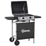 Outsunny 2 Burner Gas Barbecue Grill Propane Gas Cooking BBQ Grill 5.6 kW with Side Shelves Wheels