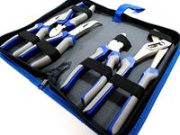 US PRO Tools 5pc Pliers Set in case Combination Long Bent Nose Side Cutters Water Pump 1821, Blue