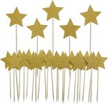 Confetti! 30Pc Gold Star Cake Cupcake Decorations Toppers Picks Supplies, Appetizer Picks