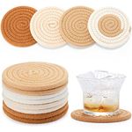 Set of 8 Coasters for Drinks-Absorbent Drink Coasters for Coffee Table,Minimalist Cotton Woven Coaster for Modern Home Decor,Boho Decor for Christmas