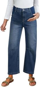 BLENCOT Womens Maternity Elastic Hight Waisted Wide Leg Jeans Pregnant Baggy Jeans Barrel Denim Trouser Pregnancy Pants P1005 Blue 2XL