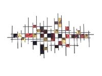 New - Metal Wall Art Sculpture - Large Underground Burnt Abstract Map Grid