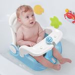 BabyBond Baby Bath Seat with Sitting & Lying 2 Modes, 3-Speed Adjustment, Powerful Suction Cups, Infant Bathtub Chair with Washable Pillow, Folding and Hanging (Blue)