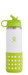 HYDRO FLASK - Kids Water Bottle 591ml (20 oz) - Vacuum Insulated Stainless Steel Toddler Water Bottle - Silicone Flex Boot, Easy Sip Straw Lid - BPA-Free - Wide Mouth - Jungle