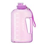 Life Bottle 1 Gallon Water Bottle with Straw Lid and Chug Lid, Leakproof Water Jug. Big Water Bottle with Time Marker, No Quotes. 128 oz Water Bottle with Handle and Straw, BPA Free Water Bottles