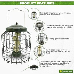 Garden Locker Squirrel Proof Suet Bird Feeder – Large Metal Cage, Weather-Resistant, 41cm Hanging