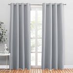 PONY DANCE Opaque Living Room Curtains, Modern Gardens, Set of 2 Blackout Curtains with Eyelets, Thermal Curtain, Blackout, Silver Grey, W 55" x L 79"