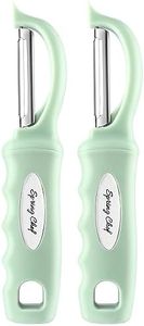 Spring Chef Premium Swivel Vegetable Peeler, Soft Grip Handle and Ultra Sharp Stainless Steel Blades - Perfect Kitchen Peeler For Veggie, Fruit, Potato, Carrot, Apple - Pistachio - Set of 2