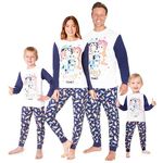 Bluey Christmas Matching Family Pyjamas - Xmas Matching PJs for Women, Men, Teens, Kids Lounge Wear Sets (White/Blue Women, L)