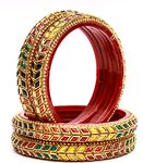 Swara Creations Traditional Glass Bangles Kada Set for Special Occassions for Women & Girls (SN168)