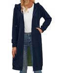 Zeagoo Women's Casual Zip up Hoodies Long Tunic Sweatshirts Jackets Fashion Plus Size Hoodie with Pockets Navy