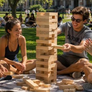 ARBORYTH Giant Stacking Tower Game Over 5 FT - Premium Wooden Blocks Stacking Tower Game for Family Party, BBQ & Lawn Games - Natural