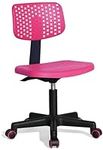 FurnitureR Kids Desk Chair Armless Cute Kids Office Chair, Plastic Low Back Rolling Home Office Task Chair with Cushion Seat Adjustable Swivel Study Chair for Girls Boys Student Teens Children, Pink