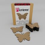 PICRAZEE MDF DIY Cutouts Butterflies (12 pcs) Plain MDF Blank Cutouts for DIY, Artwork, Decoupage, Resin Art, Craft Project, Home Office Festive Décor (5.5mm Thick) (C2)