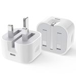 2 Pack USB C Plug Fast Charge【MFI Certified】20W Folding USB C Adapter for iPhone 14/13/12/11/X,iPad, AirPods Pro, Type C Adapter Fast USB C Charger UK Adapter