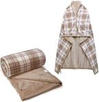 forestfish Fleece Wearable Blanket Oversized, Comfy Lightweight Lap Blanket Poncho Throw with Buttons, 63“x 55”(Brown)