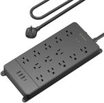 TROND Surge Protector Power Bar with USB C, 4000J, ETL Listed, 13 Widely Spaced Outlets 4 USB Ports, 5ft Flat Plug Extension Cord, 14AWG Heavy Duty Power Strip, Wall Mountable, Home Office Supplies