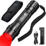 ULTRAFIRE Red Light Flashlight, Single Mode LED Red Flashlights for Night, Zoomable 620-630nm Red Light for Hunting, Portable Small Red Flashlight for Aviation, Night Vision, Astronomy WF-508R