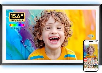 Frameo Digital Photo Frame -15.6" WiFi Large Digital Picture Frame with 1920x1080 FHD IPS Touchscreen, Built-in 32GB Storage, Instant Sharing via Frameo App, LED Lighting,Auto-Rotation