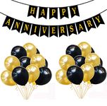 HK balloons 51Pcs Kit Happy Anniversary Card Stock Paper Banner With Balloons Decoration Items Combo For Home Or Bedroom Decorations For Husband Wife|Red Gold