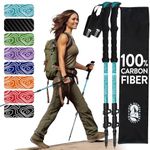 Carbon Fiber Trekking Poles for Hiking Collapsible, Nordic Walking Poles for Women, Lightweight Hiking Poles Women Lightweight Collapsible, Walking Sticks for Hiking for Seniors - Teal EVA Foam