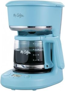 Mr. Coffee 5-Cup Digital Display Programmable Coffee Maker Mini Brew Now or Later Auto Shut Off Arctic Blue