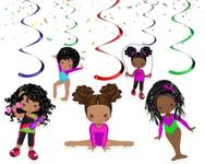 10 PCS Afro Gymnastic Girls Streamers Pack - Inspirational African American Gymnasts Hanging Decorations for Parties, Events, and Motivational Spaces