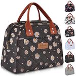 HOMESPON Insulated Lunch Bag for Women Adult Work Ladies Men Cool Bag Lunch Box Container Tote Bags for School Picnic or Travel(Black Daisy)