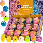 Easter Bath Bombs for Kids with Surprise Squishy Toy Inside (12 Pack) - Kids Easter Basket Stuffers, Releases Color & Bubbles, Won’t Stain Tub, Moisturizing, Large Bath Bombs for Girls & Boys