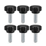 sourcing map 6pcs Knurled Clamping Knobs M6 x 15mm Metric Zinc Plated Carbon Steel Male Thread Thumb Screw on Type 20mm Plastic Round Head Threaded Hand Bolt Stud Knobs Black