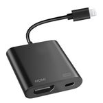 [Apple MFi Certified] Lightning to HDMI Adapter for iPhone, Digital AV Audio Dongle,1080P Sync Screen Cable with Lightning Charging Port for iPhone, iPad to TV/Projector/Monitor No Need Power Supply
