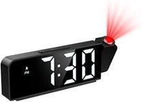 KeeKit Digital Projection Alarm Clock, Electronic LED Alarm Clock with 7.9in Large Display, Digital Desktop Clock with 180° Projector, 3 Adjustable Brightness